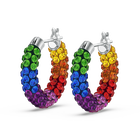 Tigris hoop earrings, Multicolored, Rhodium plated